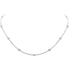 Italian 18 Karat White Gold Diamond by the Yard Chain Necklace