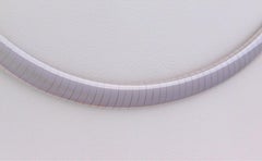 Italian 18 Karat White Gold Heavy Domed Omega Necklace