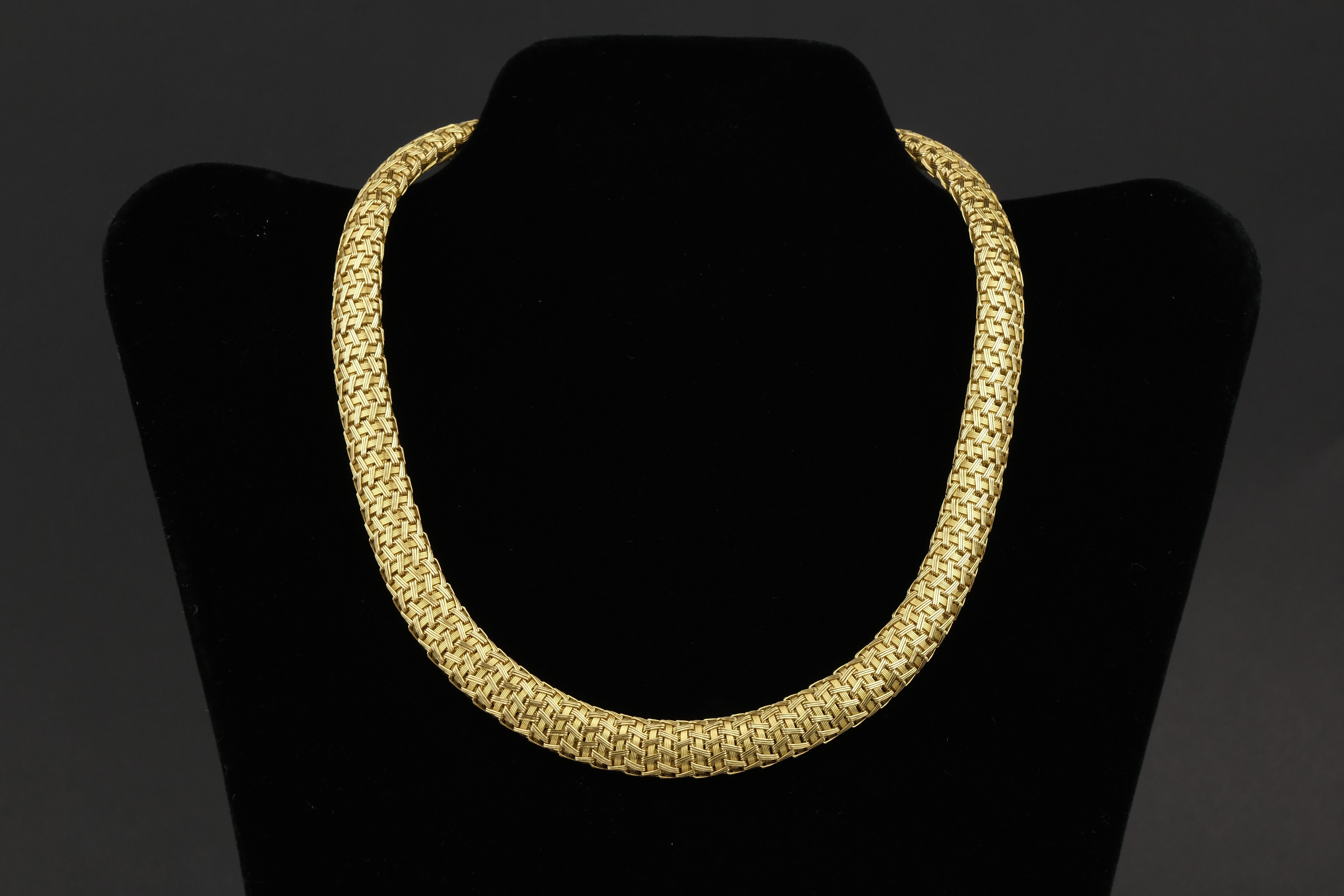 Women's or Men's Italian 18 Karat Woven Necklace