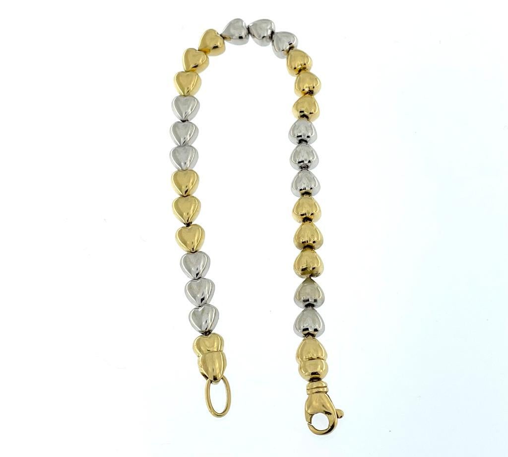 Bracelet italien en or jaune et blanc 18 carats Bon état - En vente à Esch-Sur-Alzette, LU