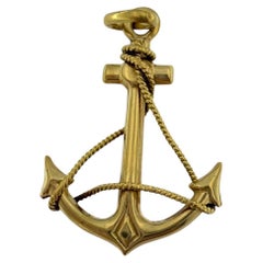 Colgante italiano de oro amarillo de 18 quilates con diseño de ancla