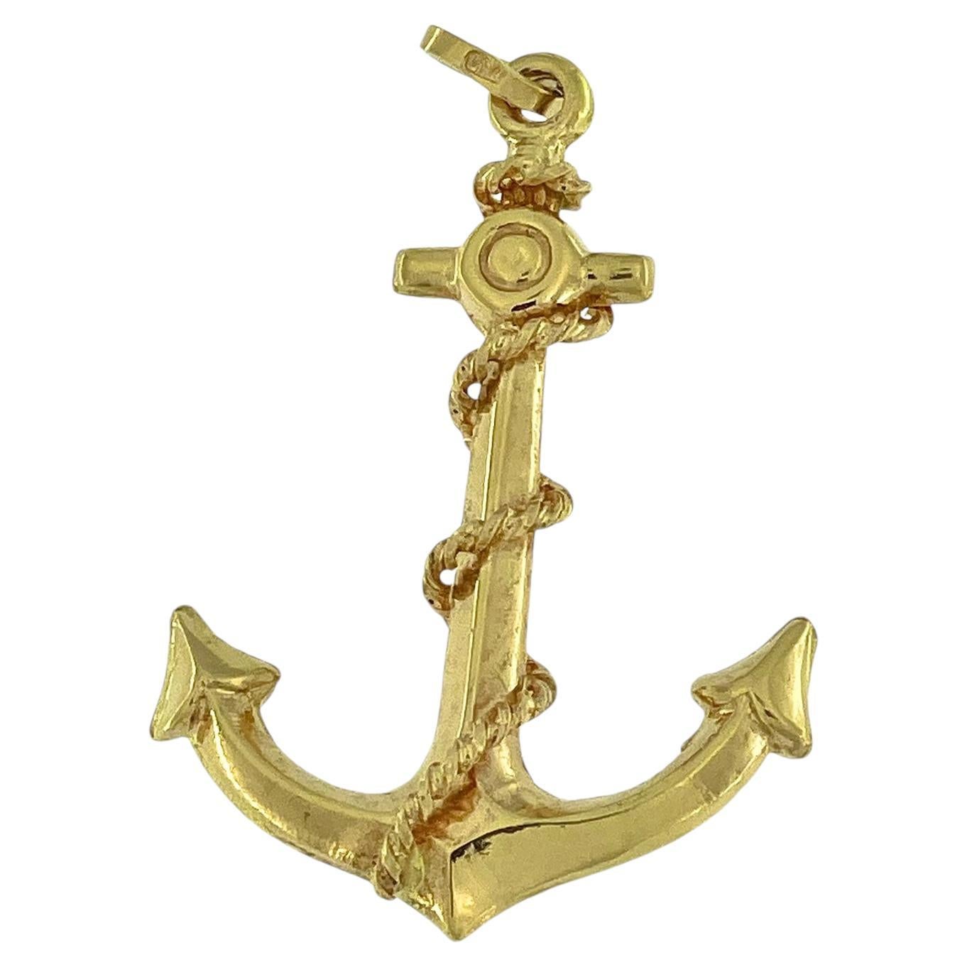 Italian 18 karat Yellow Gold Anchor Shaped Pendant