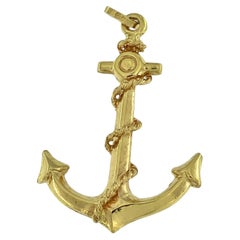Italian 18 karat Yellow Gold Anchor Shaped Pendant