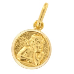 Italian 18 Karat Yellow Gold Angel Coin Charm