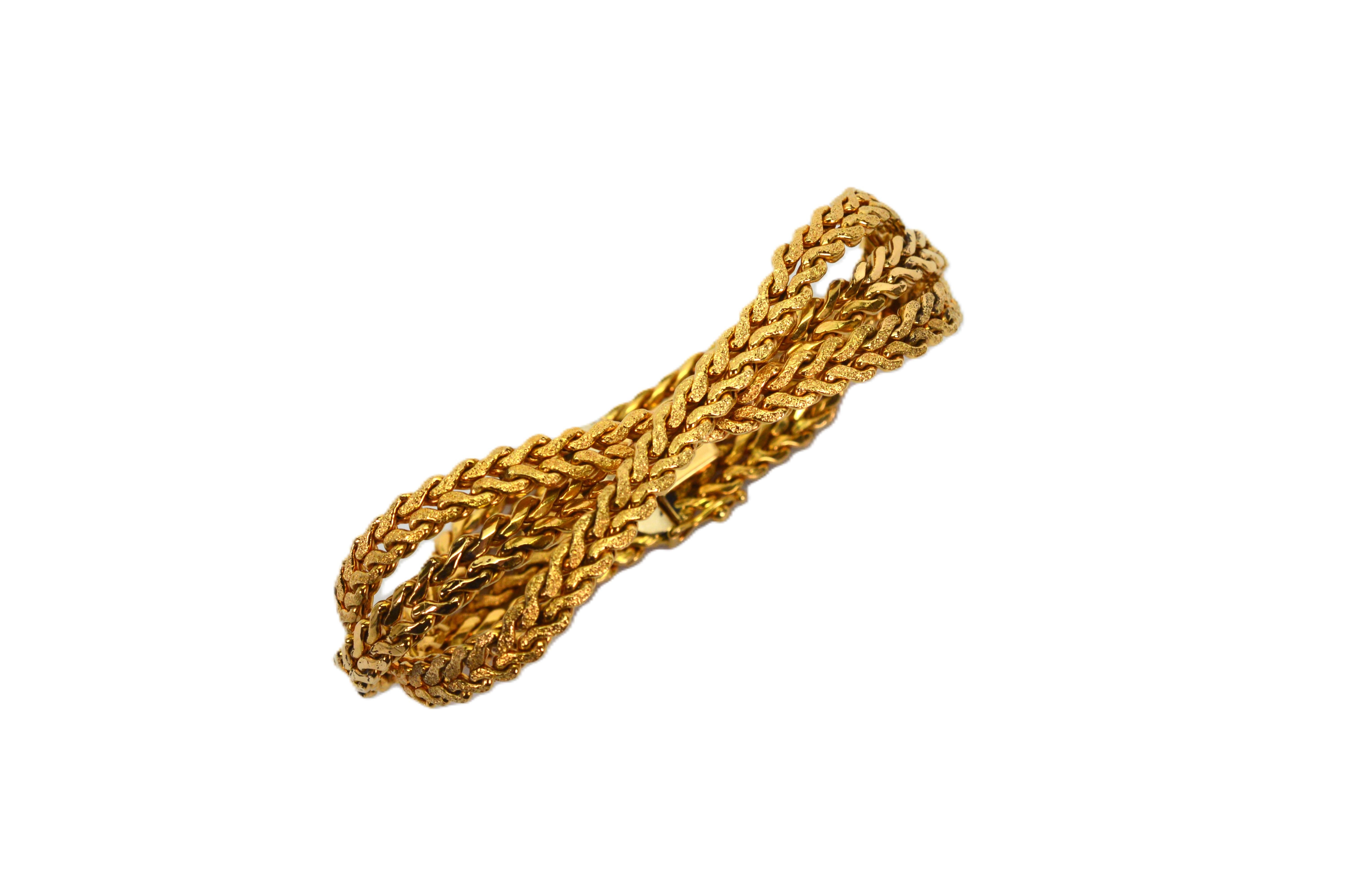 Bracelet à chaîne italien en or jaune 18 carats tressé à chevrons avec chevrons en vente 6