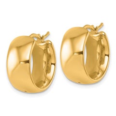 Italian 18 Karat Yellow Gold Chunky Wide Polished Huggies Hoop Earrings
