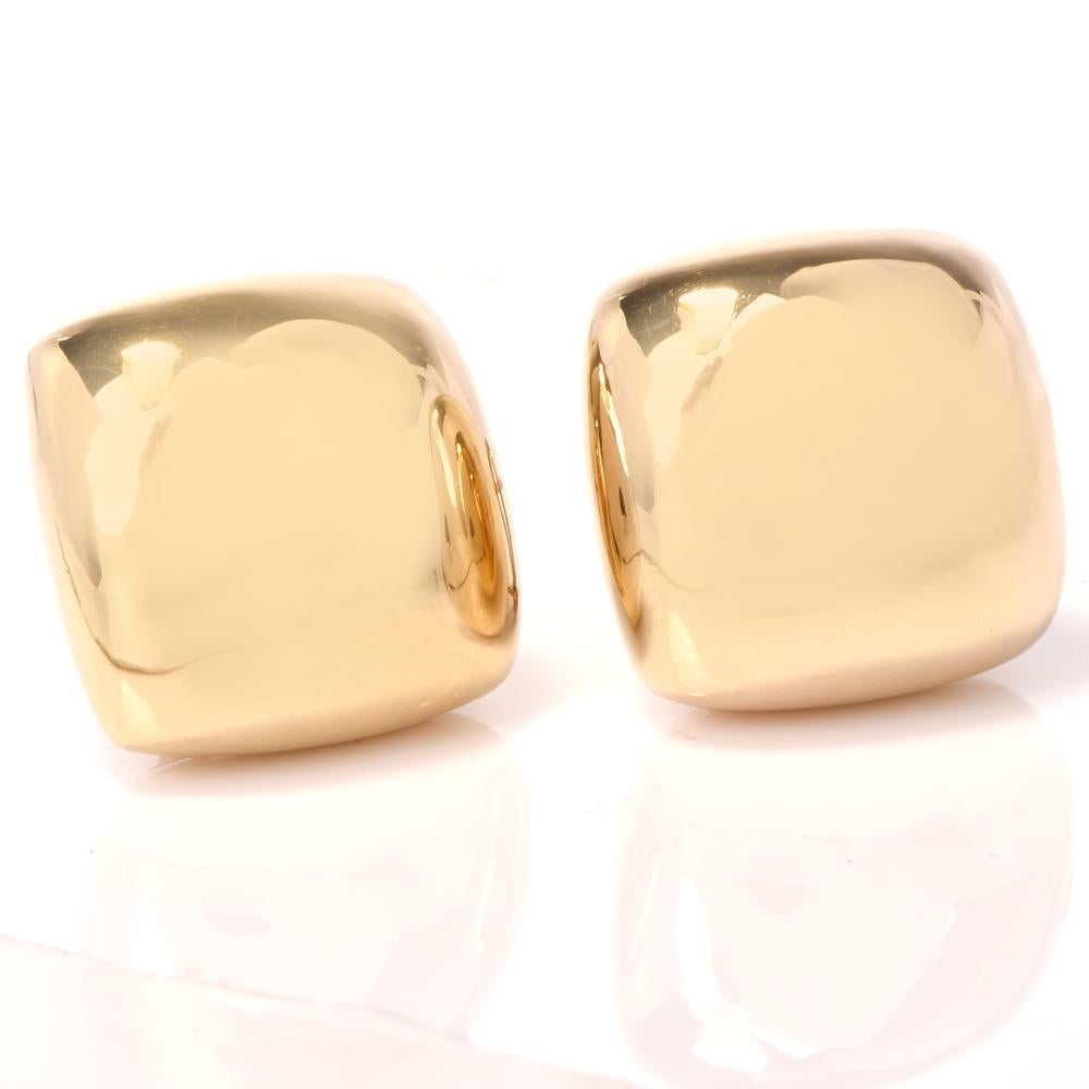 Women's Italian 18 Karat Yellow Gold Clip-Back Stud Earrings
