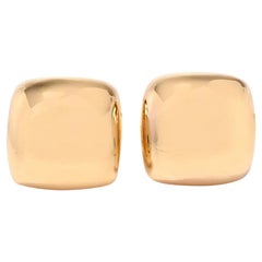 Italian 18 Karat Yellow Gold Clip-Back Stud Earrings