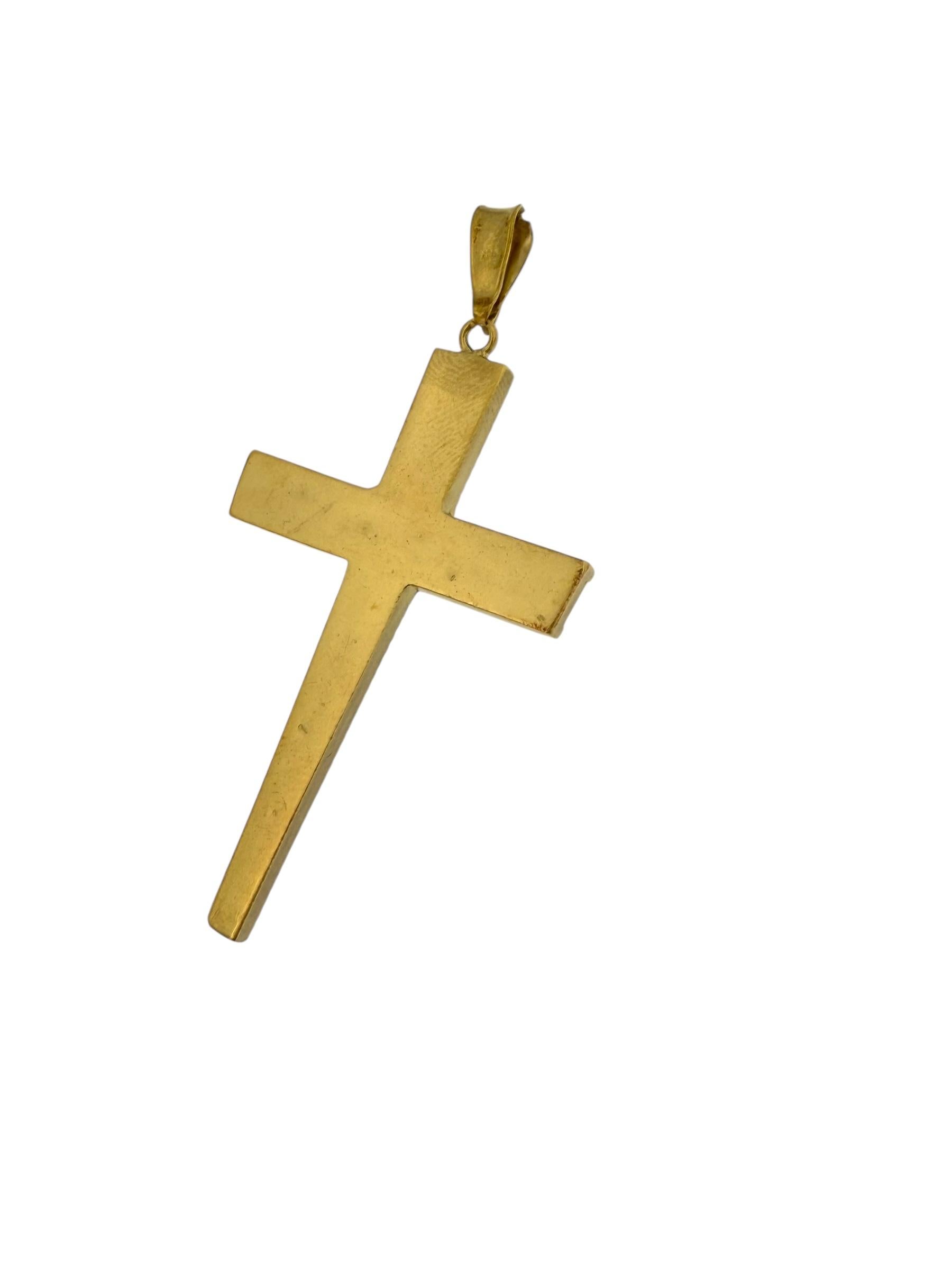 Croix italienne en or jaune 18 carats Unisexe en vente