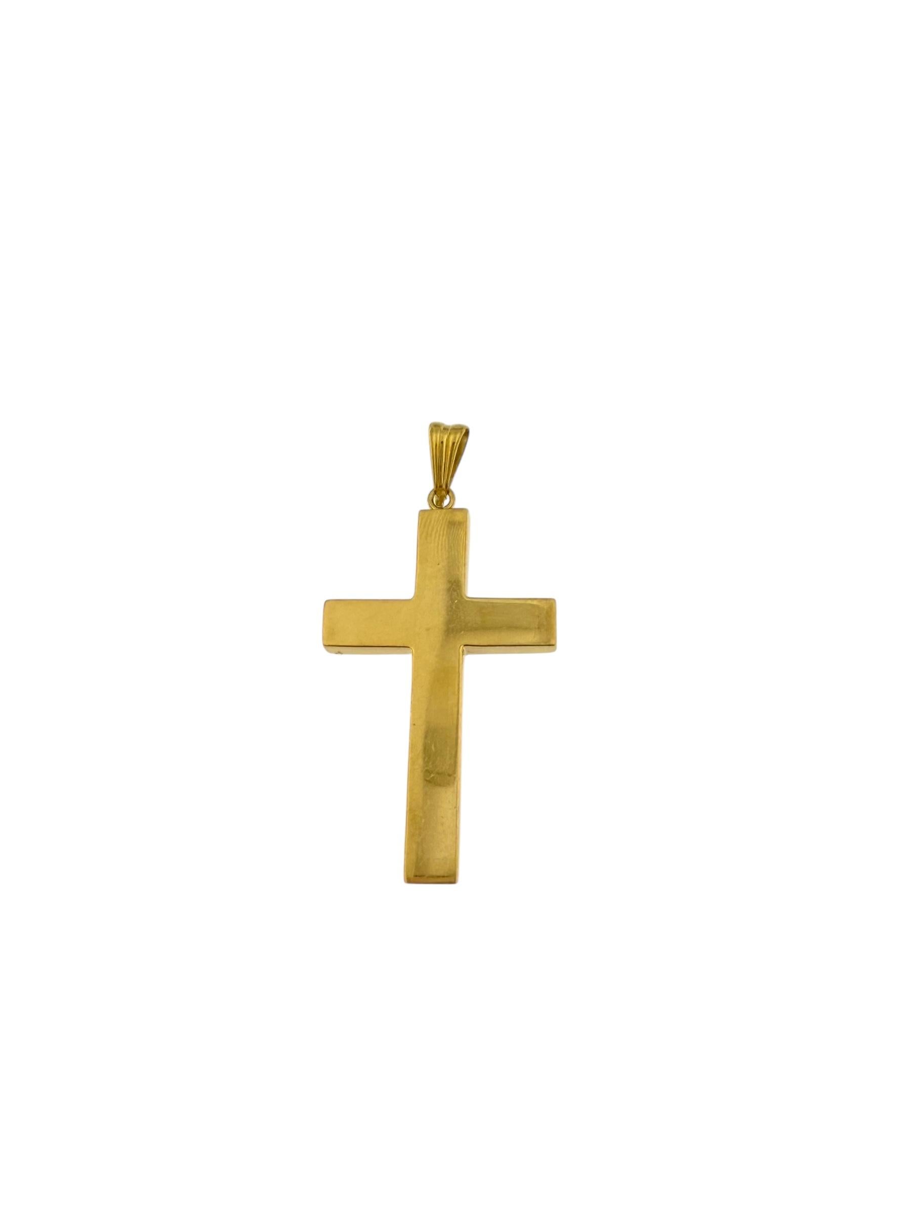 Croix italienne en or jaune 18 carats avec motif sculpté de fleurs en vente 2
