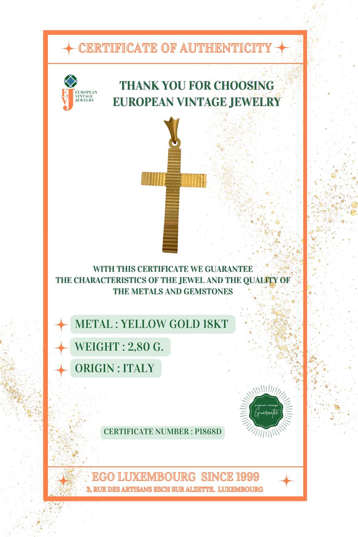 Croix italienne en or jaune 18 carats au design géométrique en vente 5