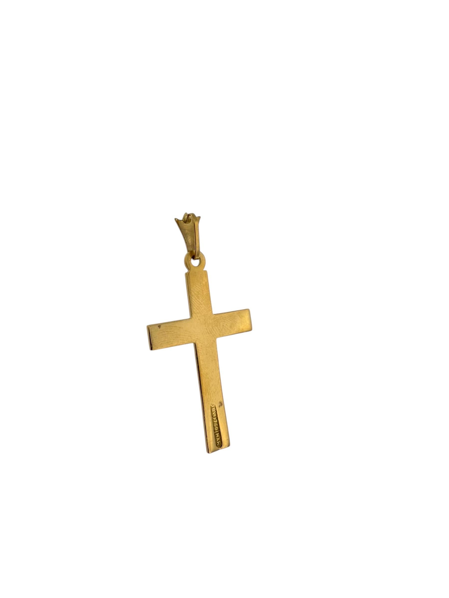 Croix italienne en or jaune 18 carats au design géométrique en vente 2