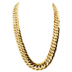 Italian 18 Karat Yellow Gold Flat Double Curve Necklace