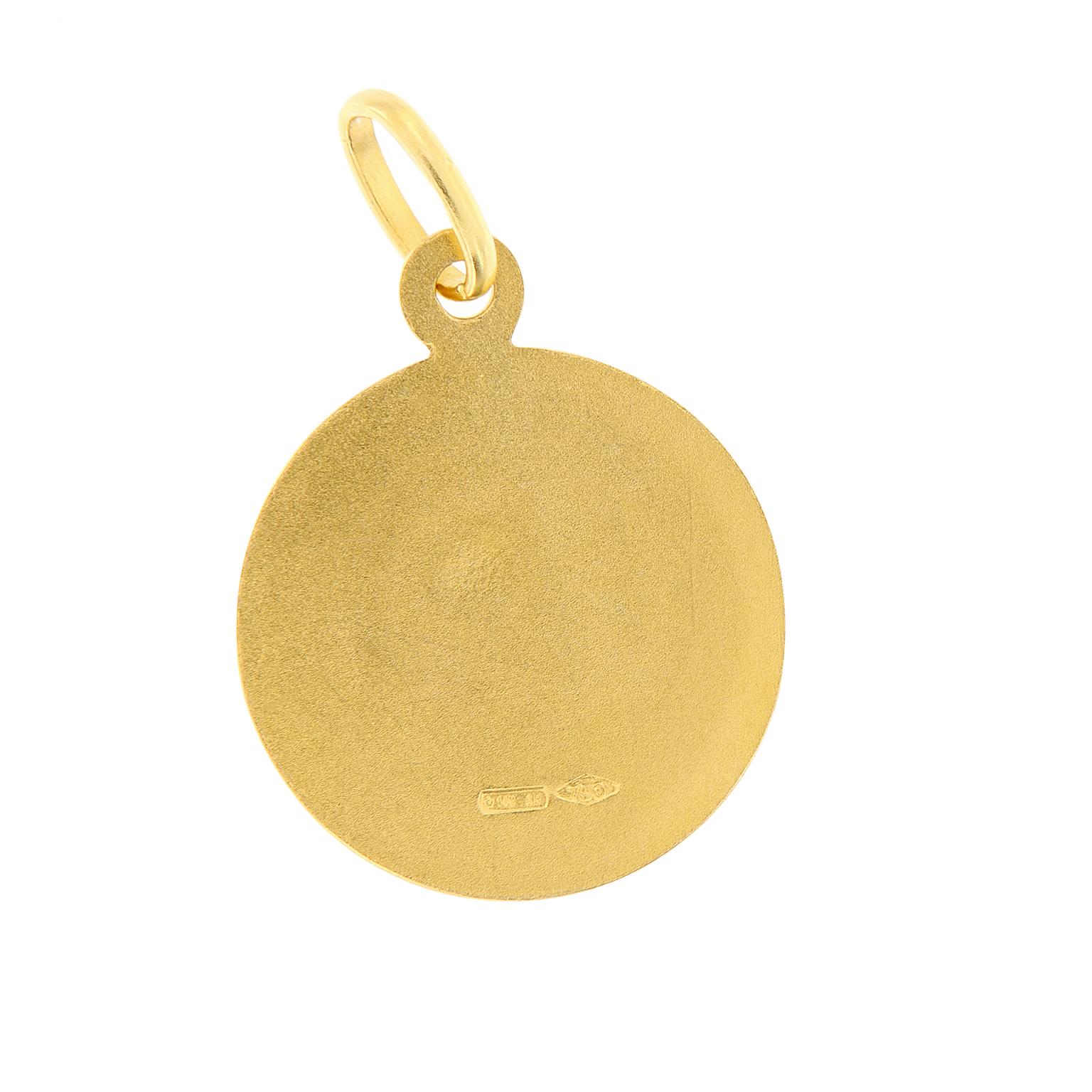 Italian 18 Karat Yellow Gold Jesus Medal Charm Pendant In New Condition In Troy, MI