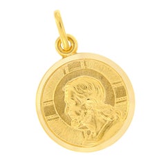 Italian 18 Karat Yellow Gold 20mm Jesus Medal Charm Pendant