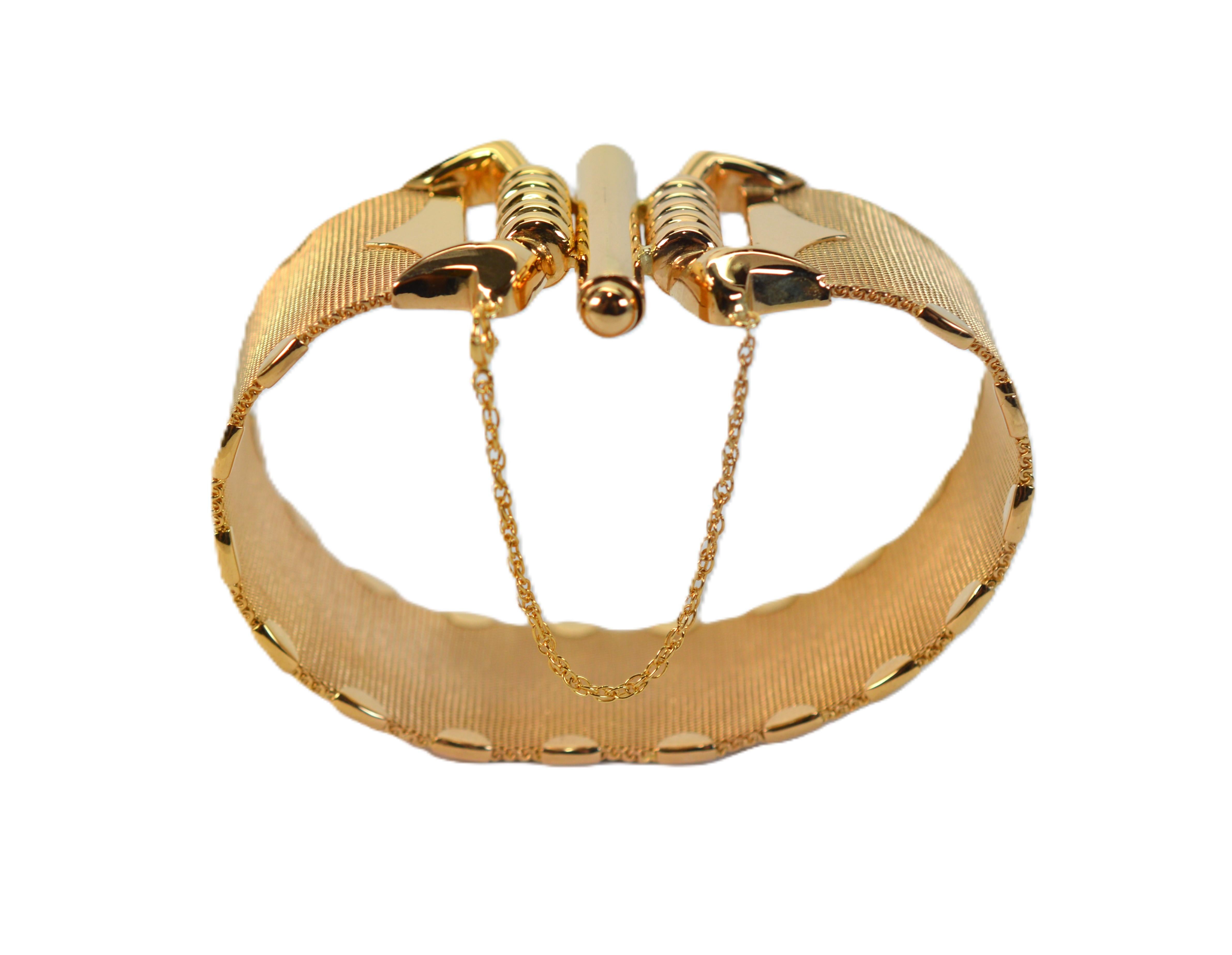 Bracelet vintage en or jaune 18 carats à larges mailles en vente 7