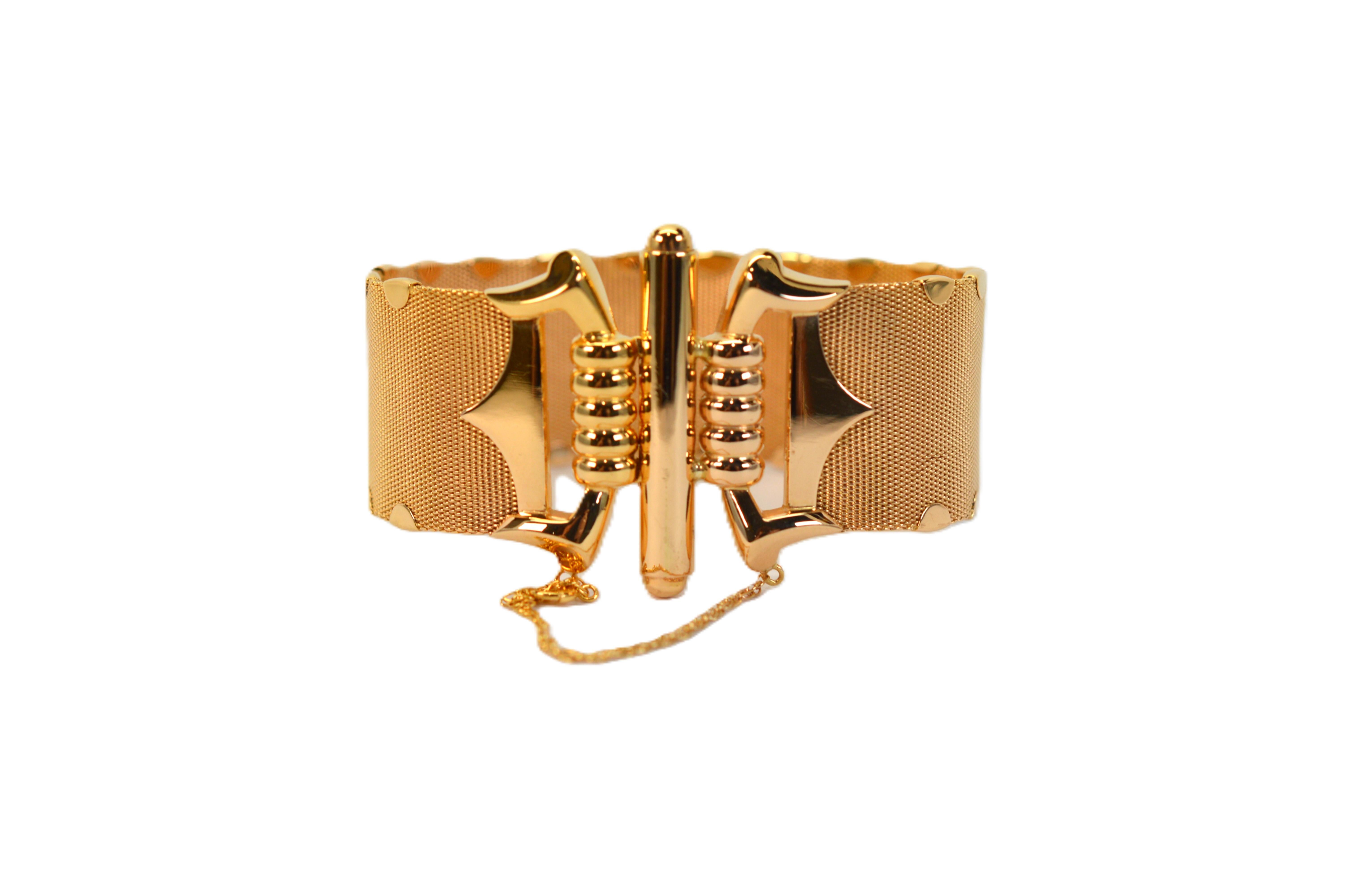 Bracelet vintage en or jaune 18 carats à larges mailles en vente 4