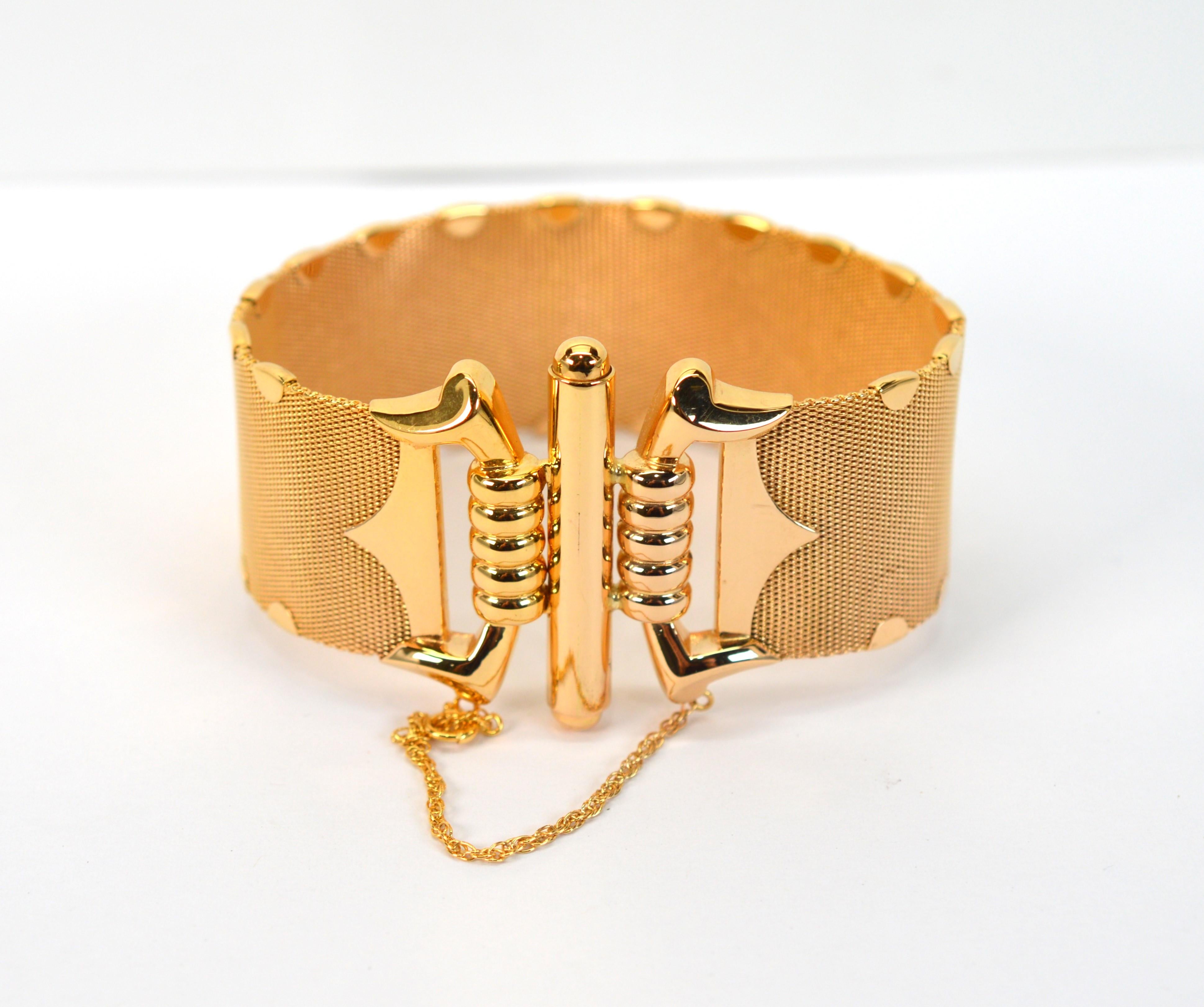 Bracelet vintage en or jaune 18 carats à larges mailles en vente 5