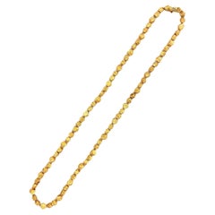 Vintage Italian 18 Karat Yellow Gold Nugget Link Necklace 31.5 Inch