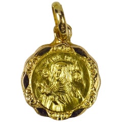 Italian 18 Karat Yellow Gold Saint Rita Charm Pendant