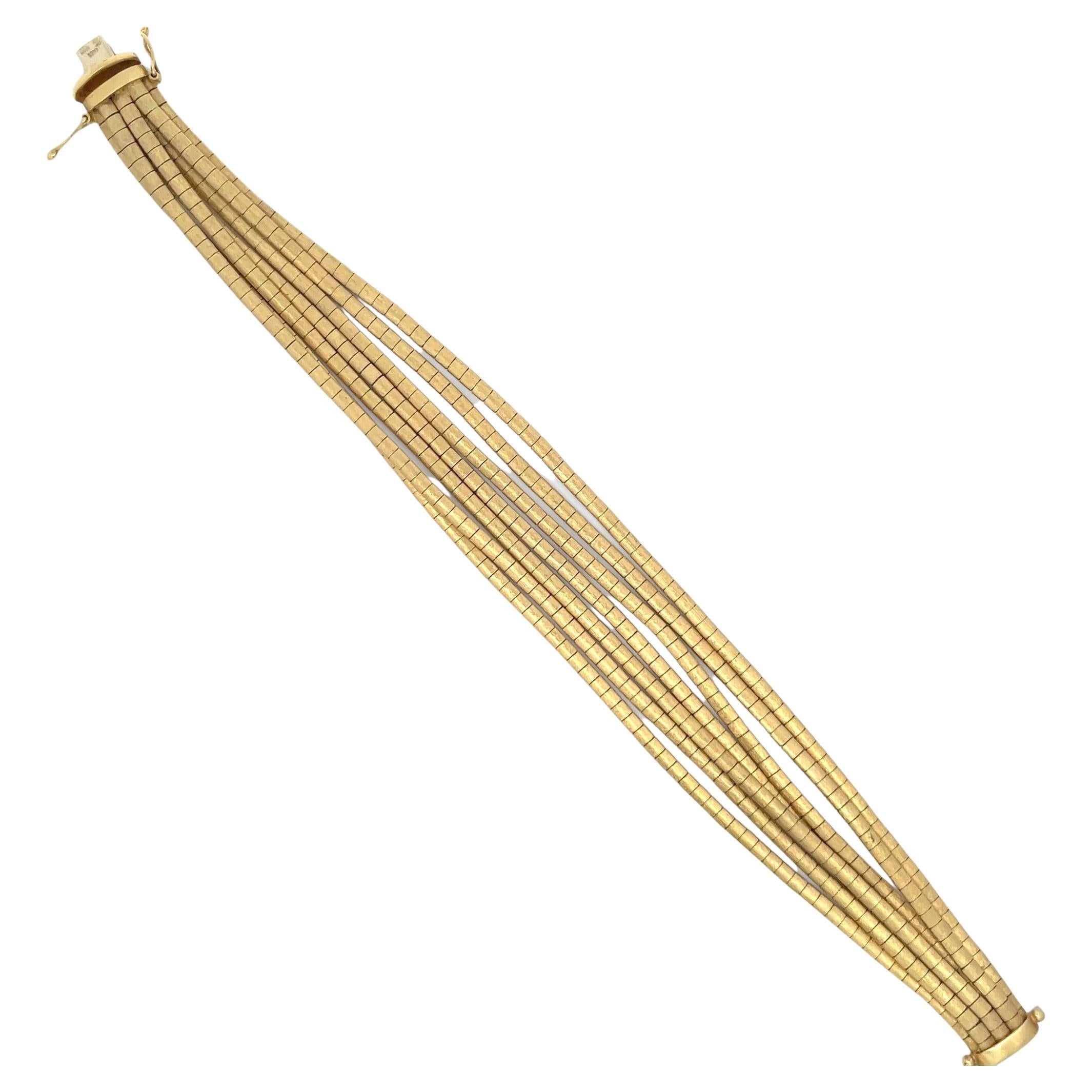 Strukturiertes, mehrstrangiges italienisches Armband aus 18 Karat Gelbgold mit 48,3 Gramm (Zeitgenössisch)