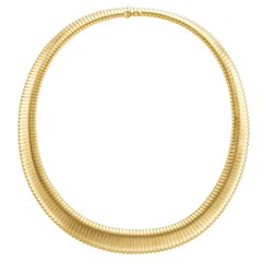 Italian 18 Karat Yellow Gold Tubogas Collar Necklace