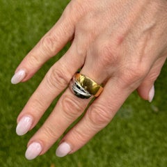 Italian 18 Karat Yellow & White Gold Crossover Vintage Ring