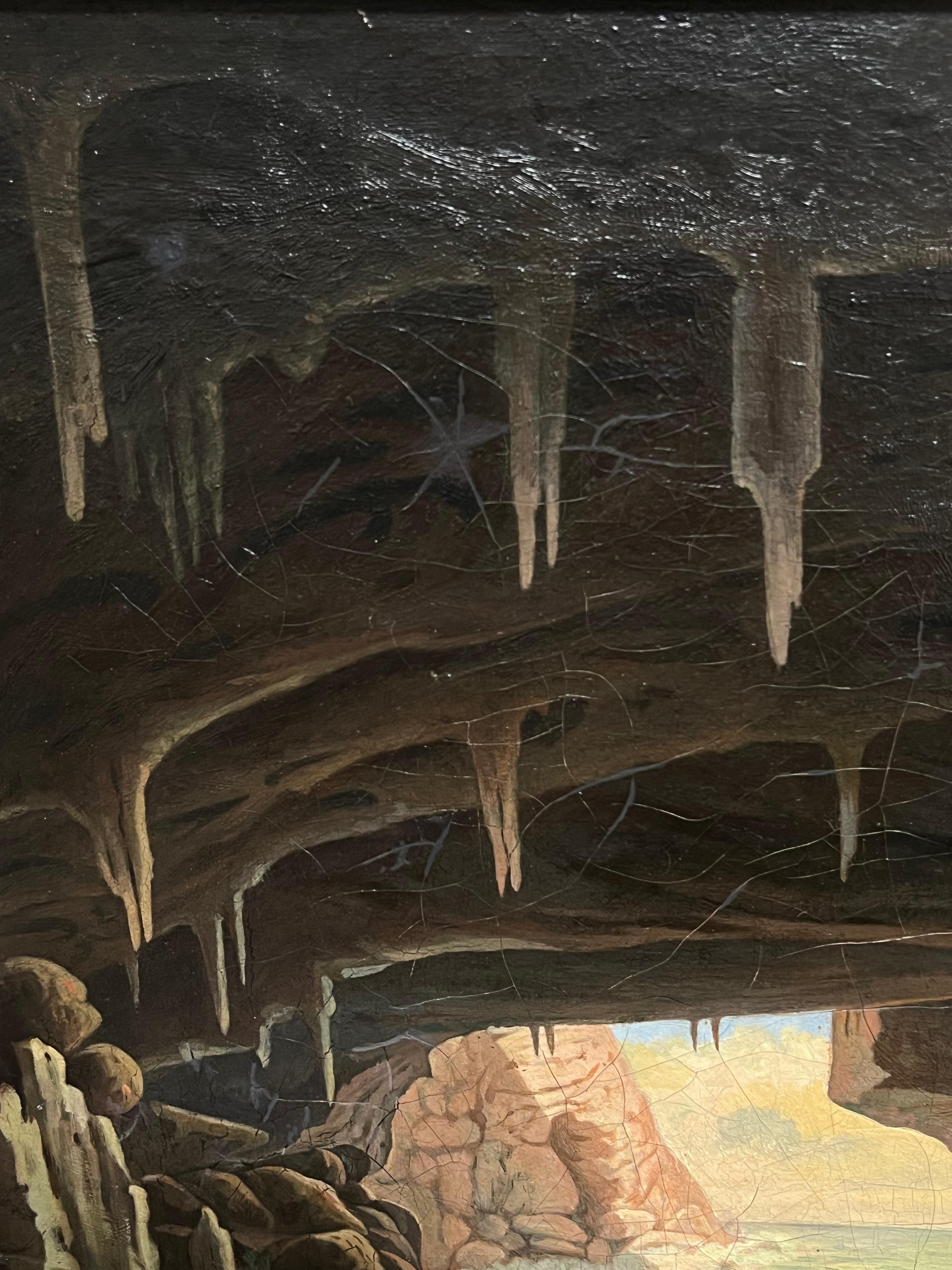 Italienische Malerei des frühen 19. Jahrhunderts, Boots-Expedition, Grotto- Coastal Cave (Italienische Schule), Painting, von Italian 1800's
