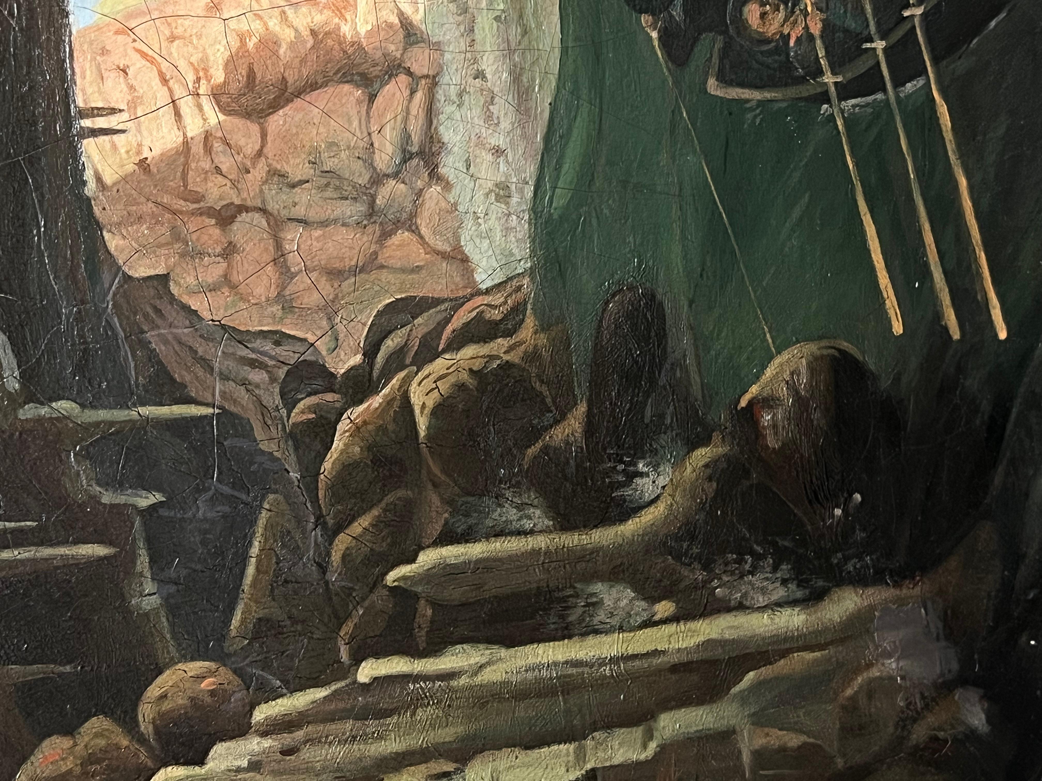 Italienische Malerei des frühen 19. Jahrhunderts, Boots-Expedition, Grotto- Coastal Cave im Angebot 2