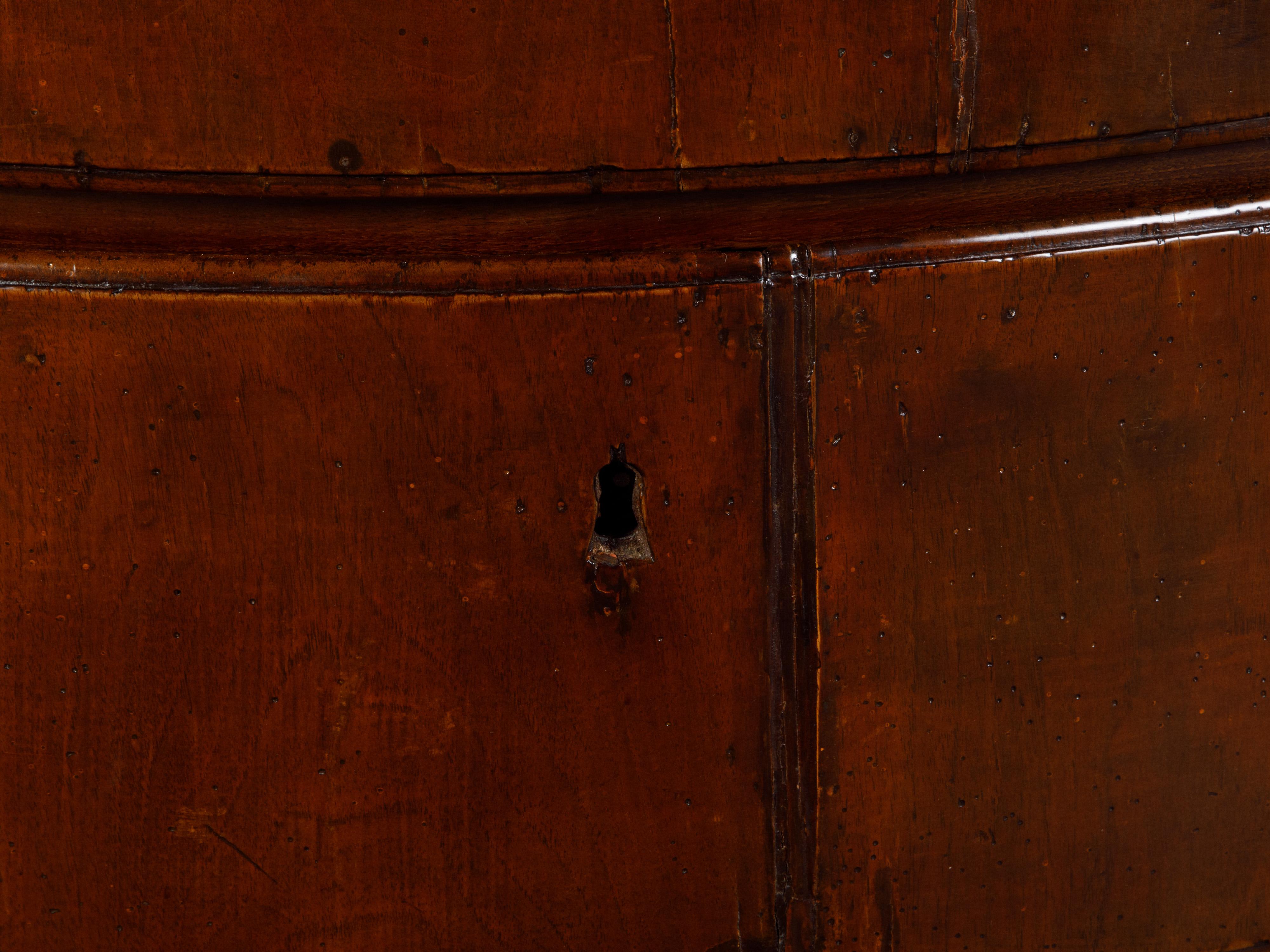 Italian 1800s Walnut Three-Drawer Serpentine Front Commode with Bronze Hardware For Sale 10