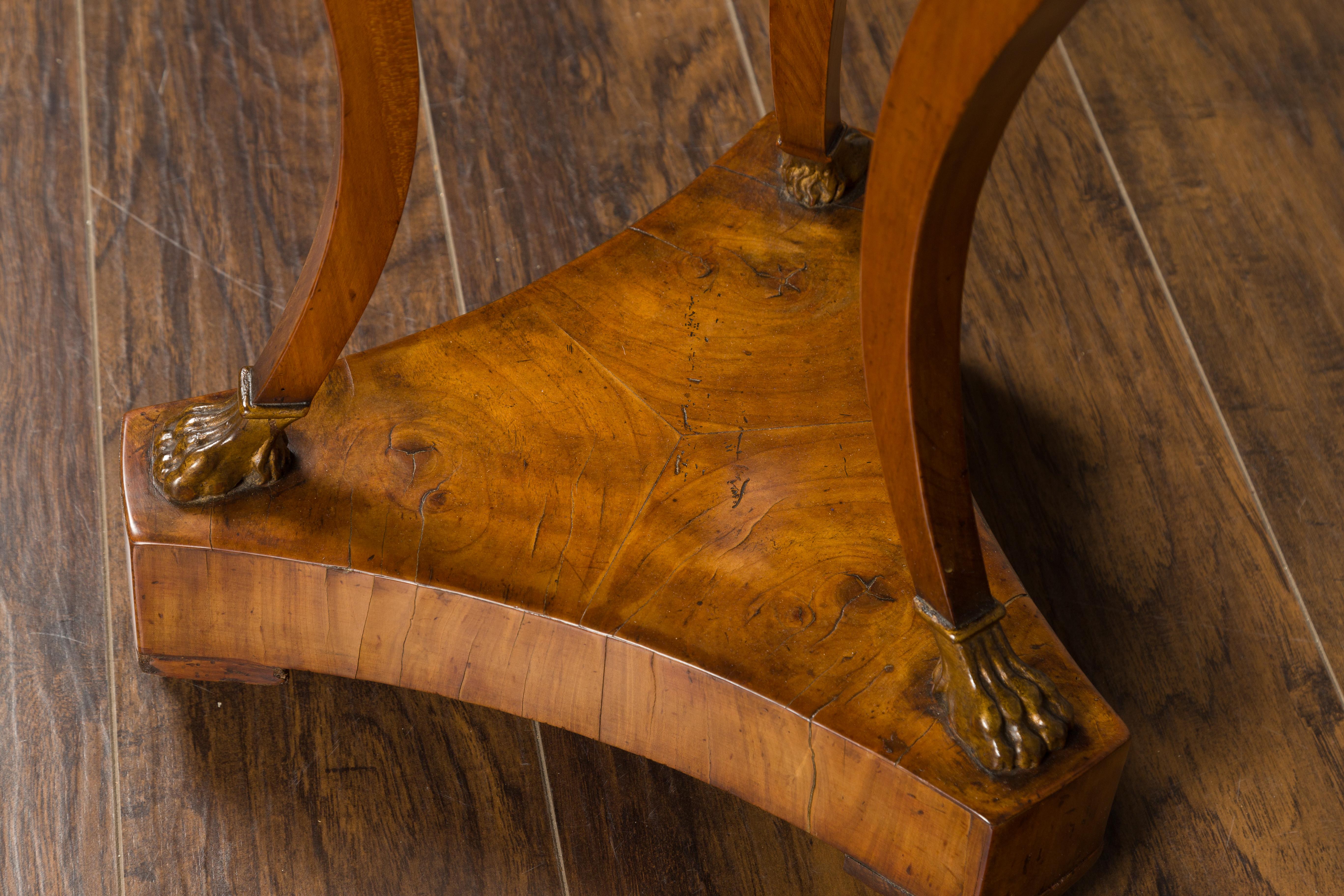 Italian 1820s Empire Walnut Guéridon Table with Three Drawers and Rams' Heads For Sale 7