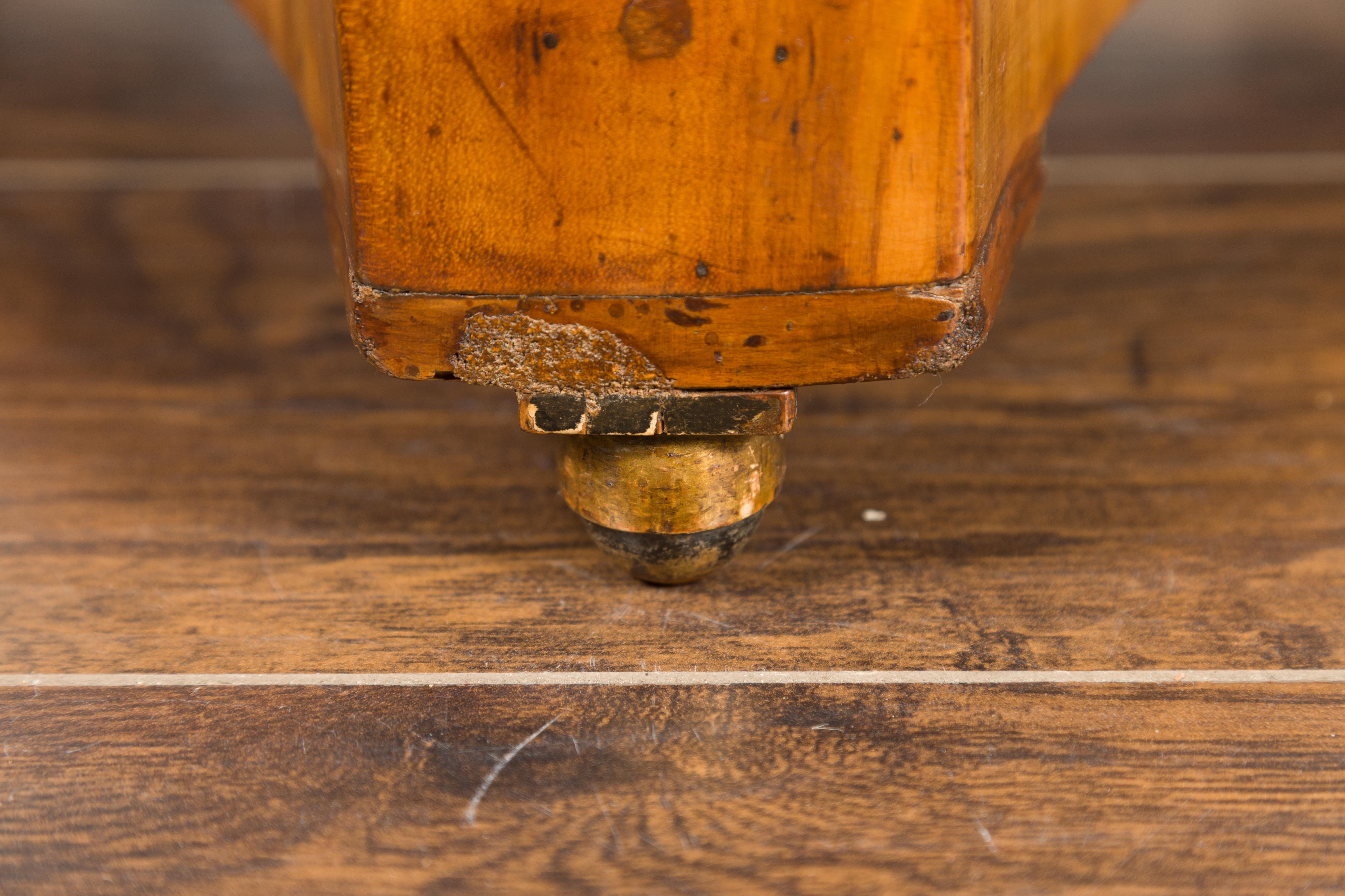 Italian 1820s Empire Walnut Guéridon Table with Three Drawers and Rams' Heads For Sale 10