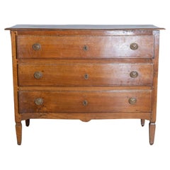 Italian 1820s Serpentine Front Walnut Commode with Three Drawers