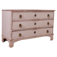 Italian 1840s Light Gray Painted Three-Drawer Commode with Carved Bracket Feet