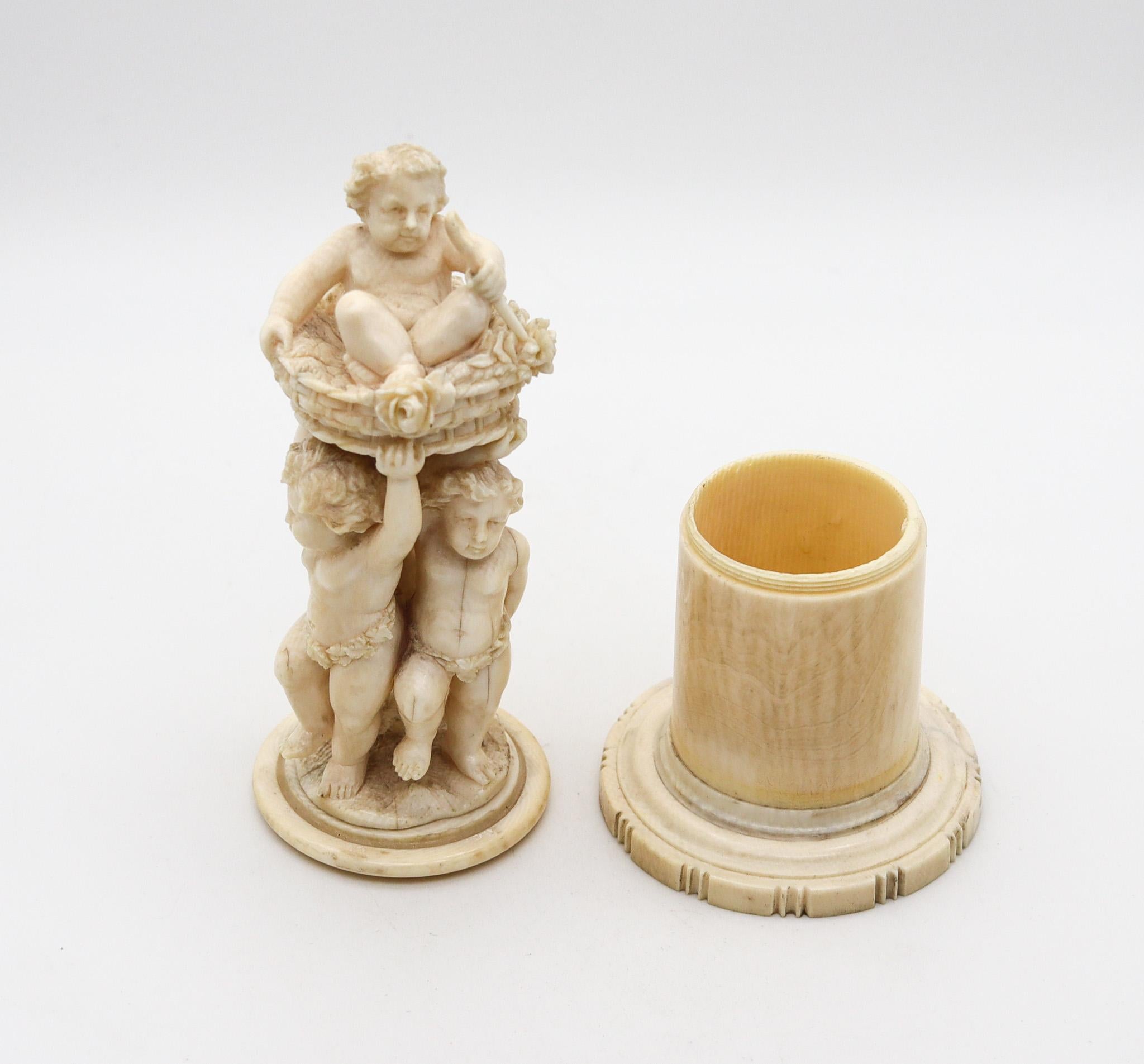 Italian 1850 Neo Classic Carved Desk Trophy Box With The Triumph of Bacchus 2