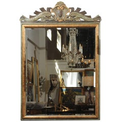 Italian 1850s Baroque Style Painted Mirror, Hand-Carved with Stylized Dolphins