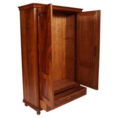 Italian 1850s Louis Philippe armoire or bookcase, blond walnut & veneered walnut