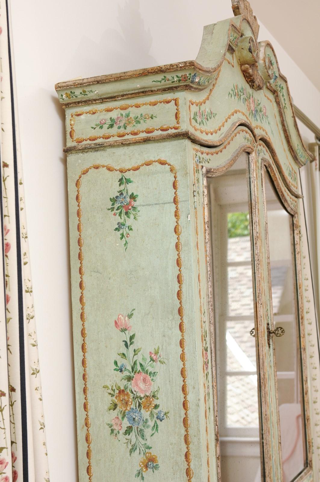 Italian 1850s Rococo Style Tall Secretary with Slanted Desk and Original Paint For Sale 11