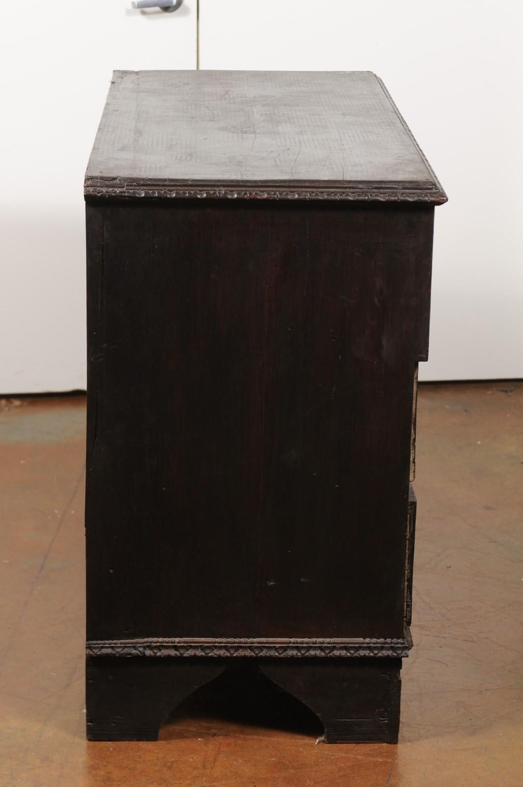 Italian 1860s Three-Drawer Commode with Hand-Carved Scrollwork and Dark Patina 3