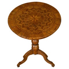 Italian 1890s Walnut Guéridon Table with Marquetry Top and Ebonized Pedestal