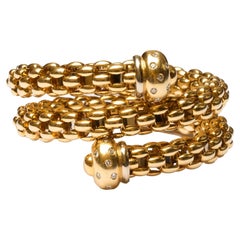 Italian 18ct Yellow Gold and Diamonds Bracelet signed FOPE spring