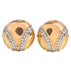 Italian 18k Circular Button 18k Gold Clip Earrings by Dario