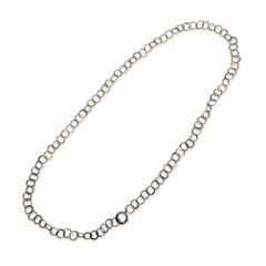 Italian 18K Etruscan Circle-Link Necklace, 34-Inch Vintage Statement Chain