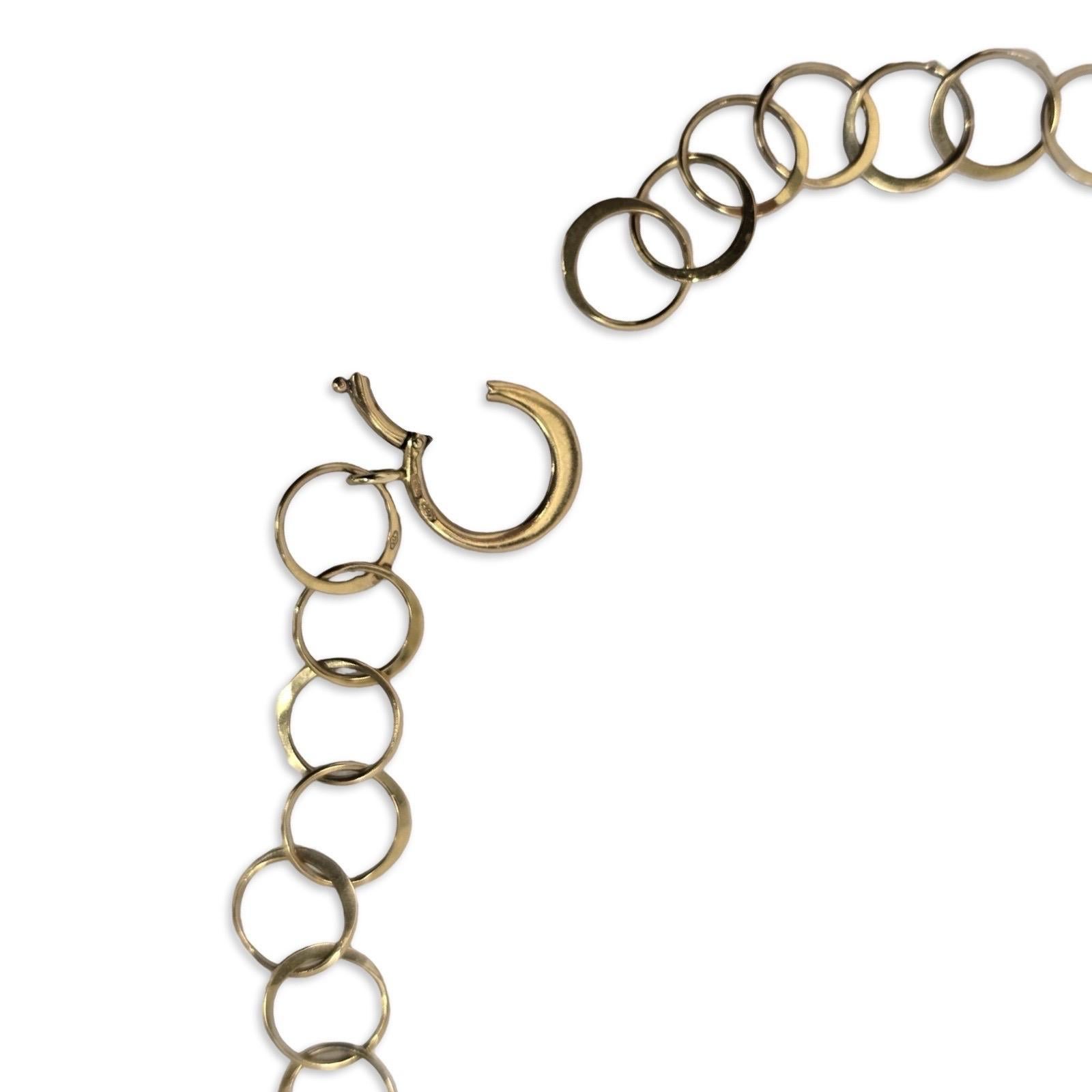 Collier Etrusque Italien 18K à maillons circulaires, Chaîne d'affirmation vintage de 34 pouces en vente 3