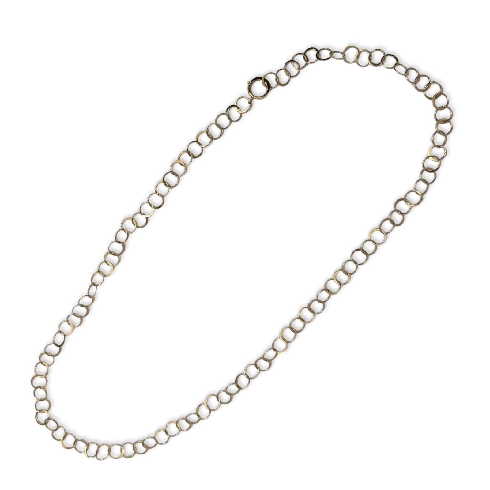 Collier Etrusque Italien 18K à maillons circulaires, Chaîne d'affirmation vintage de 34 pouces en vente 5