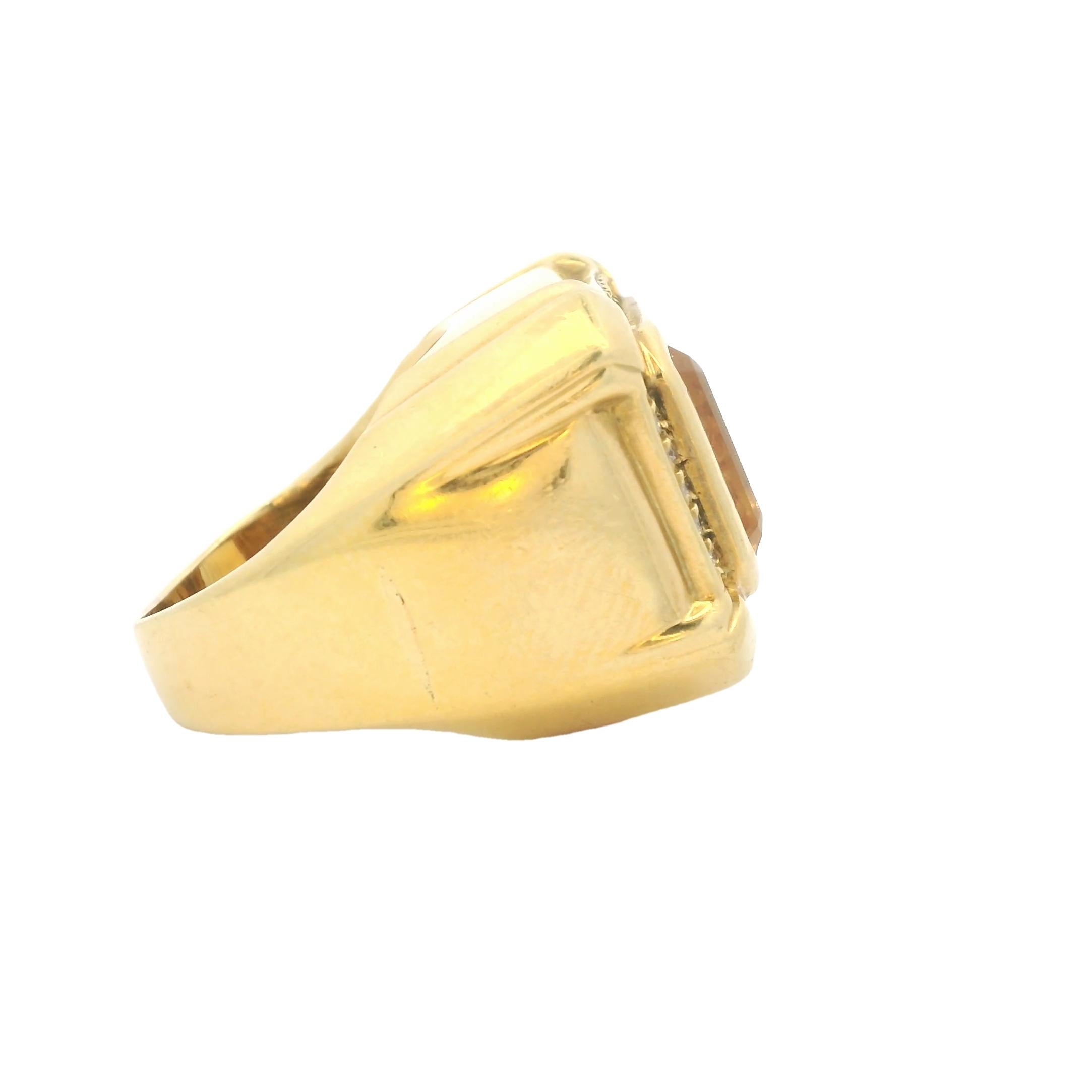 Italienischer 18K Gold 10Kt Citrin & Diamant Cocktail Ring, Größe 7.75 im Zustand „Hervorragend“ im Angebot in Miami, FL