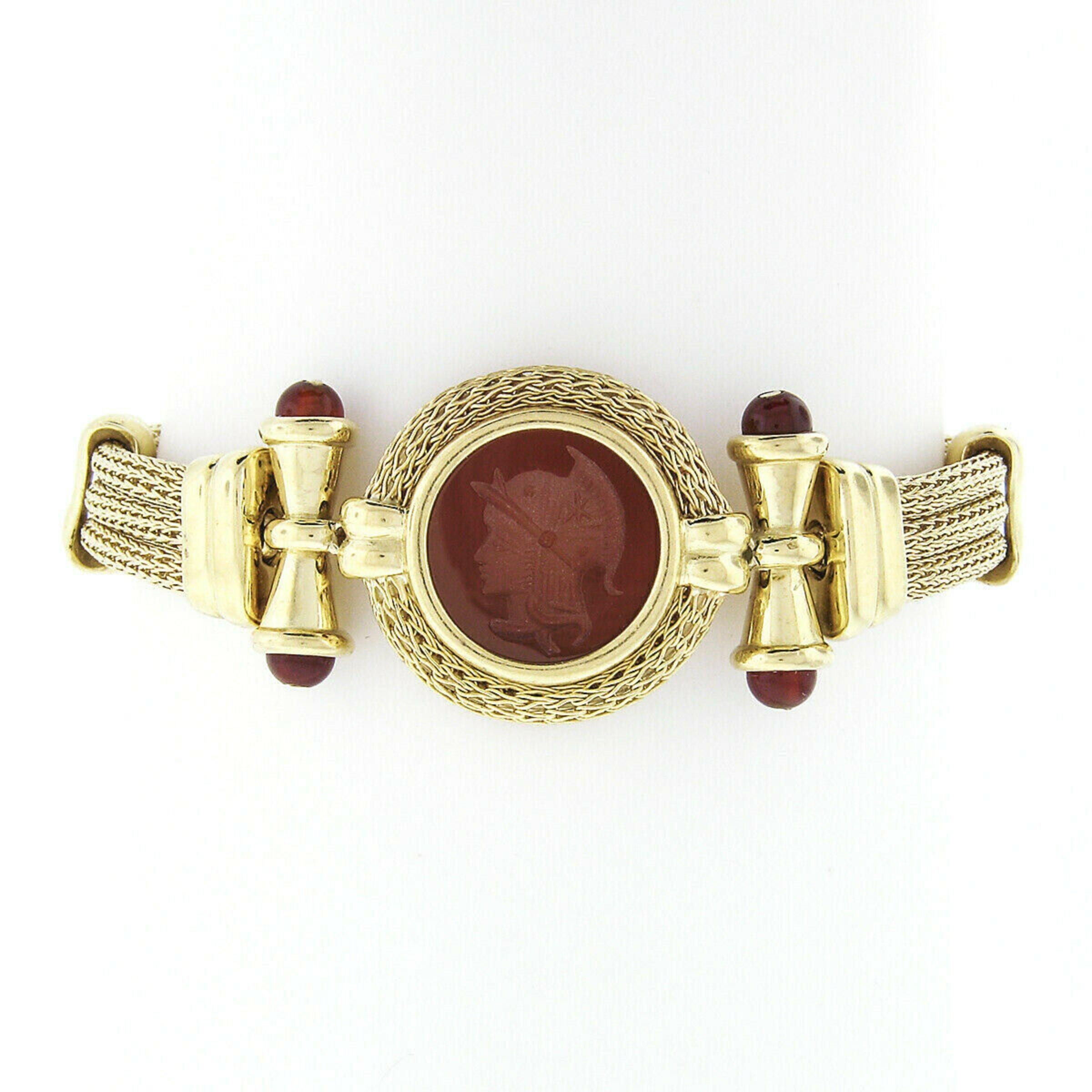 Nuovi Gioielli: Set aus Halskette und Armband, 18 Karat Gold Mesh Karneol Intaglio Damen