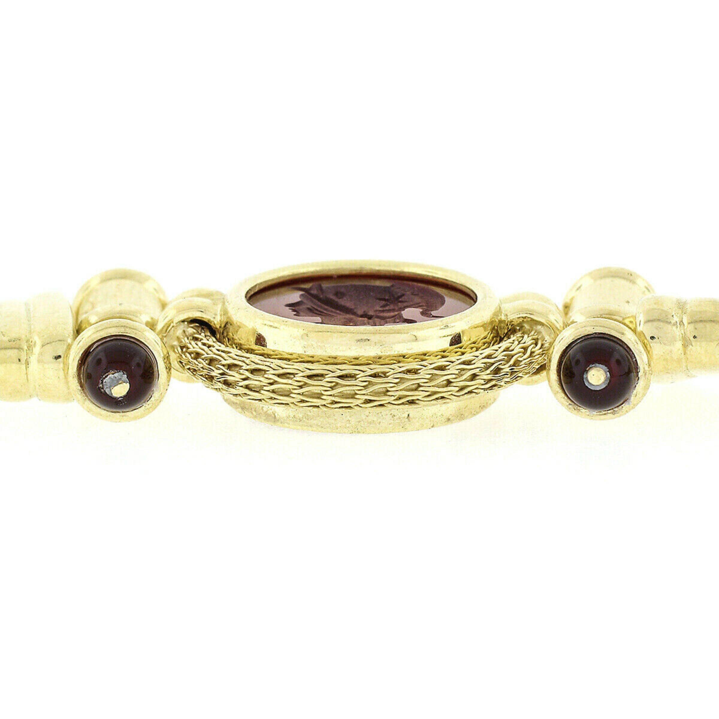 Women's Nuovi Gioielli 18k Gold Mesh Carnelian Intaglio Necklace & Bracelet Suite Set For Sale