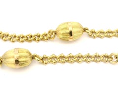 Italian 18k Gold 40" Long Textured Bead Sections Cable Link Chain Necklace