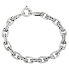 Bracelet à breloques en or italien 18K 7.25" Polished Twisted Wire Oval Link Charm Chain